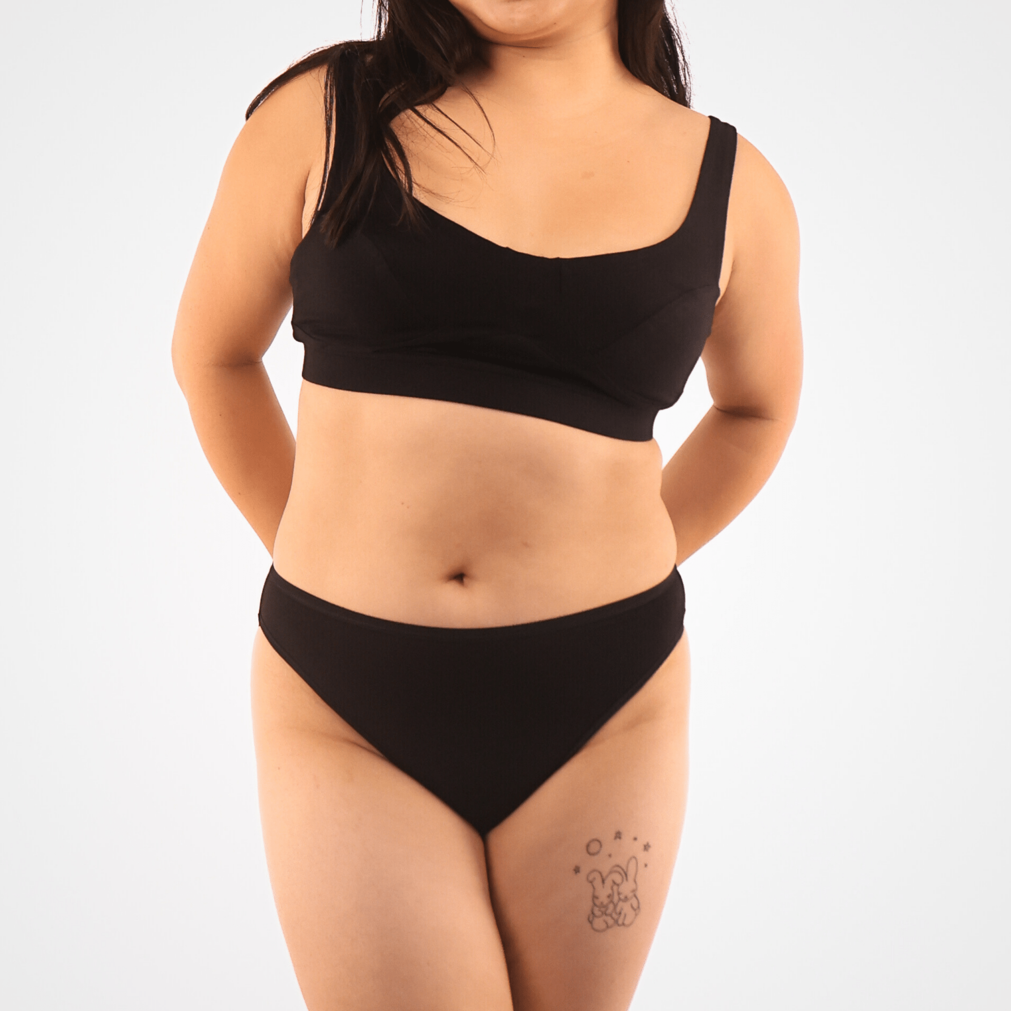 Women's organic cotton mid - rise bikini bottoms in black - Y.O.U underwear