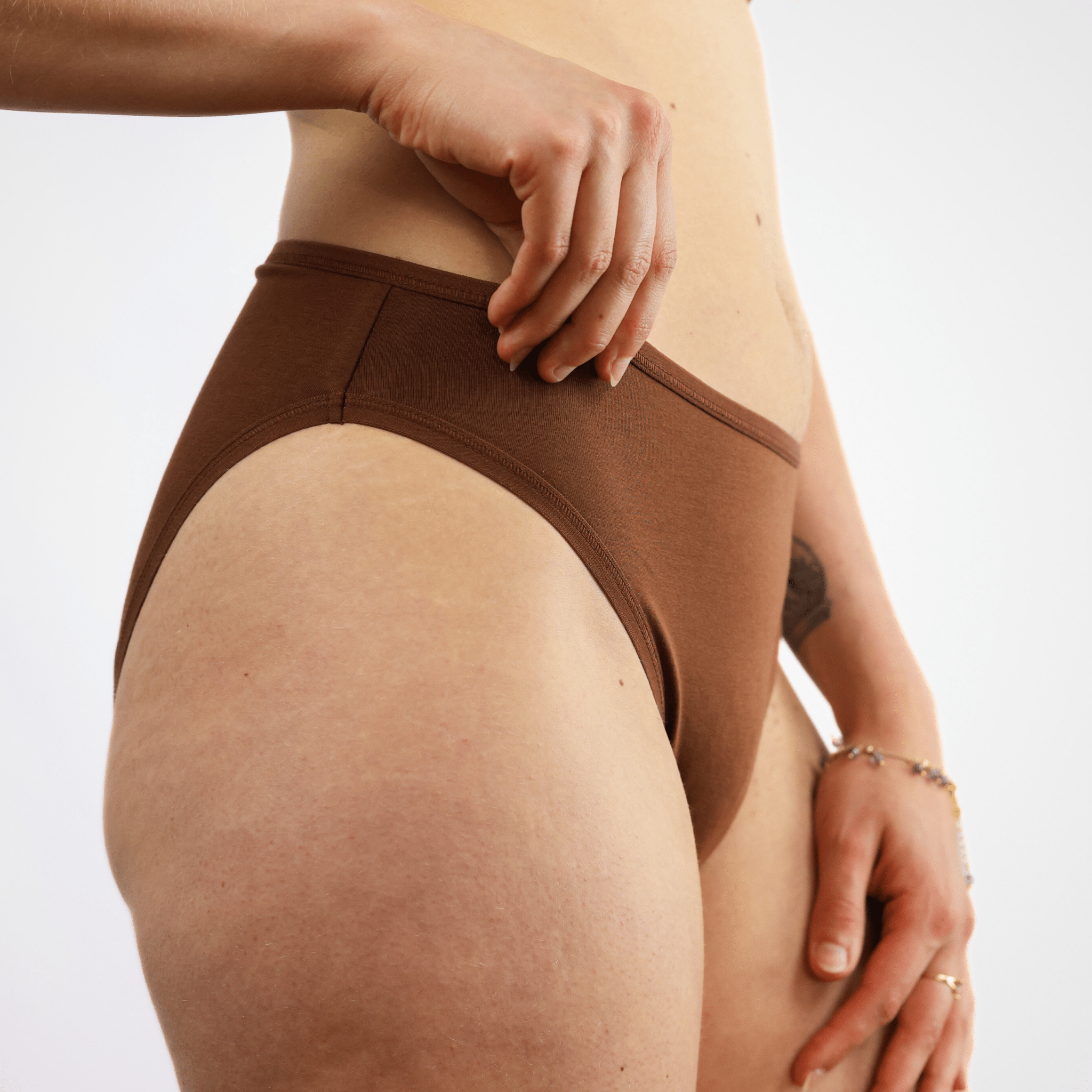 Women's organic cotton mid - rise bikini bottoms in chestnut - Y.O.U underwear