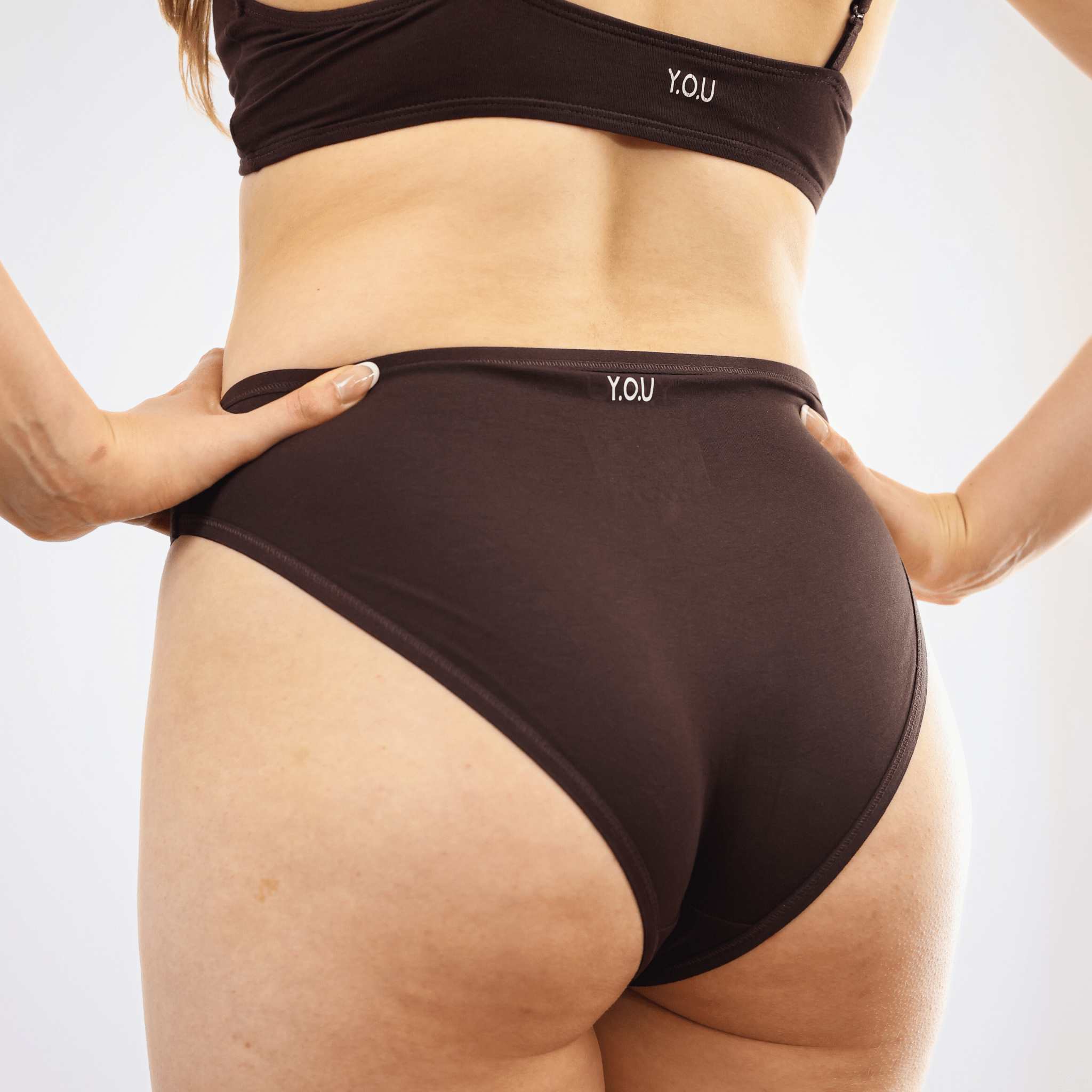 Women's organic cotton mid - rise bikini bottoms in cocoa (dark nude) - Y.O.U underwear