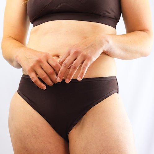 Women's organic cotton mid - rise bikini bottoms in cocoa (dark nude) - Y.O.U underwear