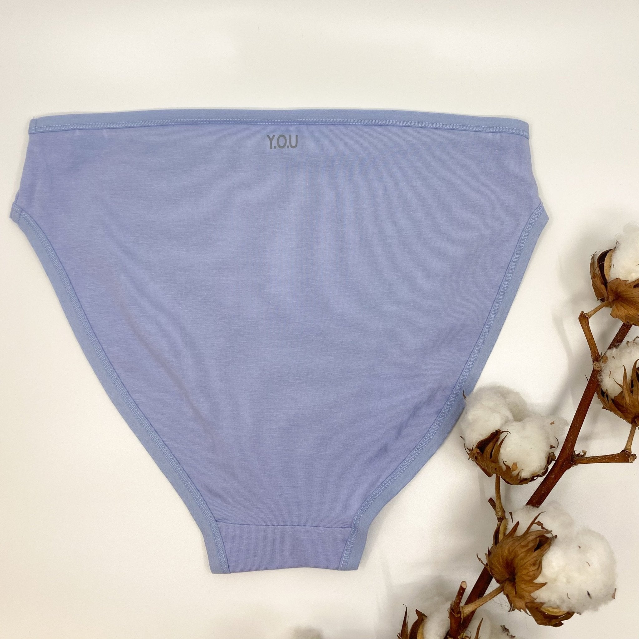 Women's organic cotton mid - rise bikini bottoms in light blue - Y.O.U underwear
