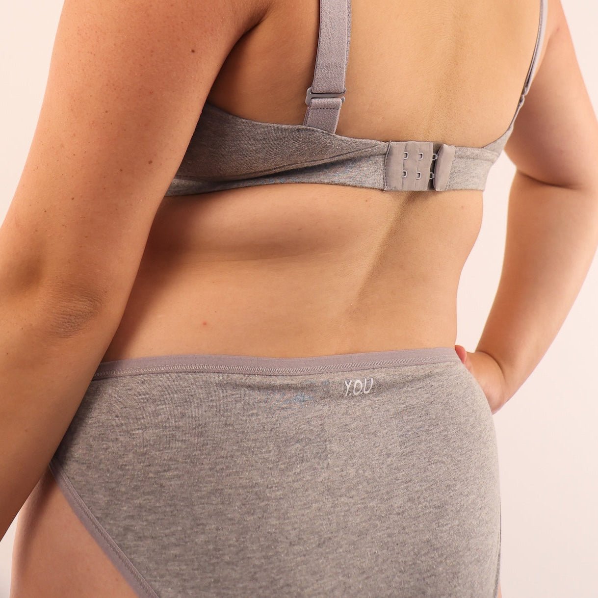 Women's organic cotton mid - rise bikini bottoms in light grey - Y.O.U underwear