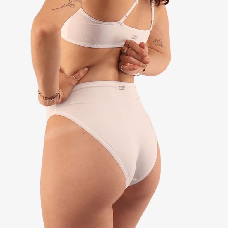 Women's organic cotton mid - rise bikini bottoms in white - Y.O.U underwear