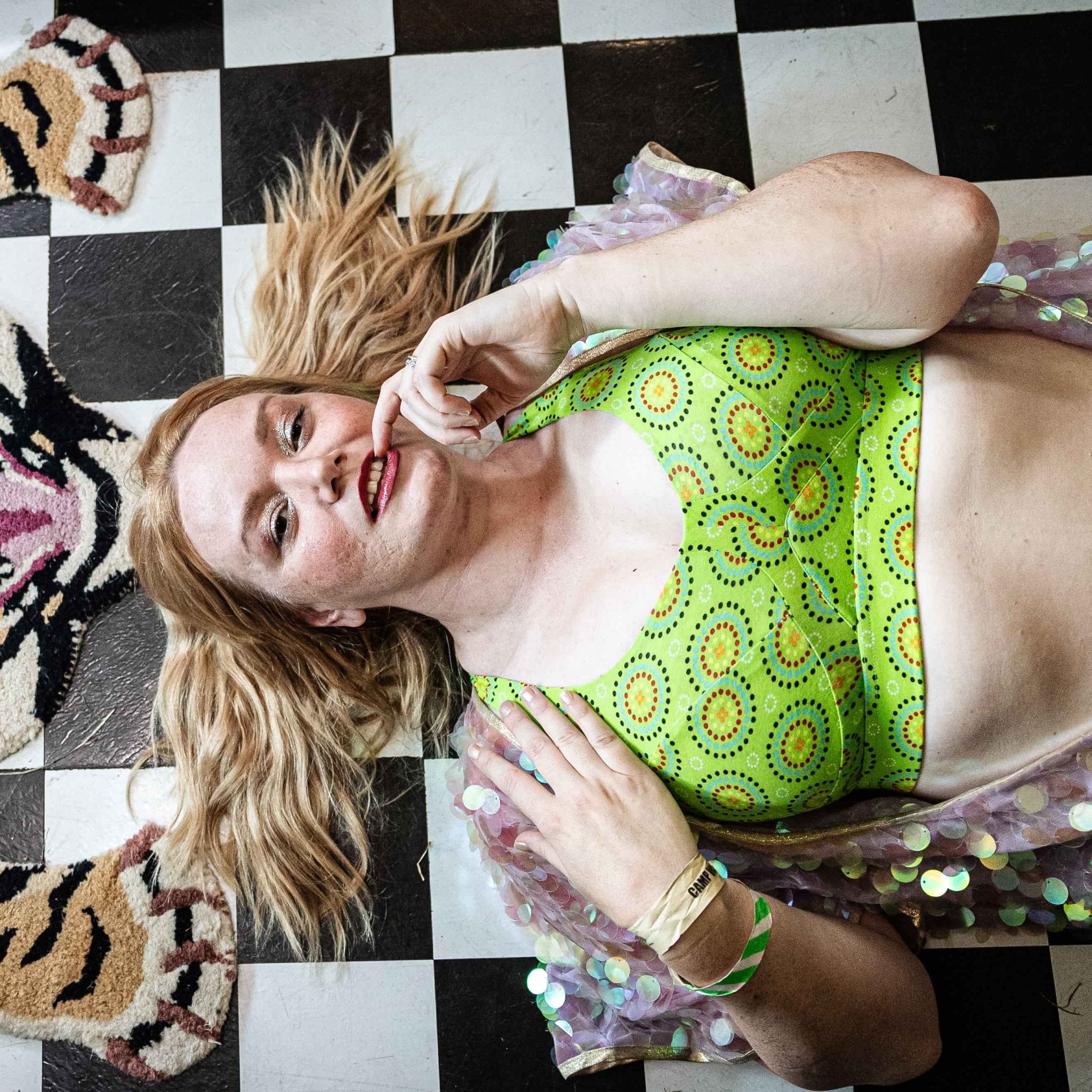 Women's organic cotton non - wired bra in green Mara print - Y.O.U underwear