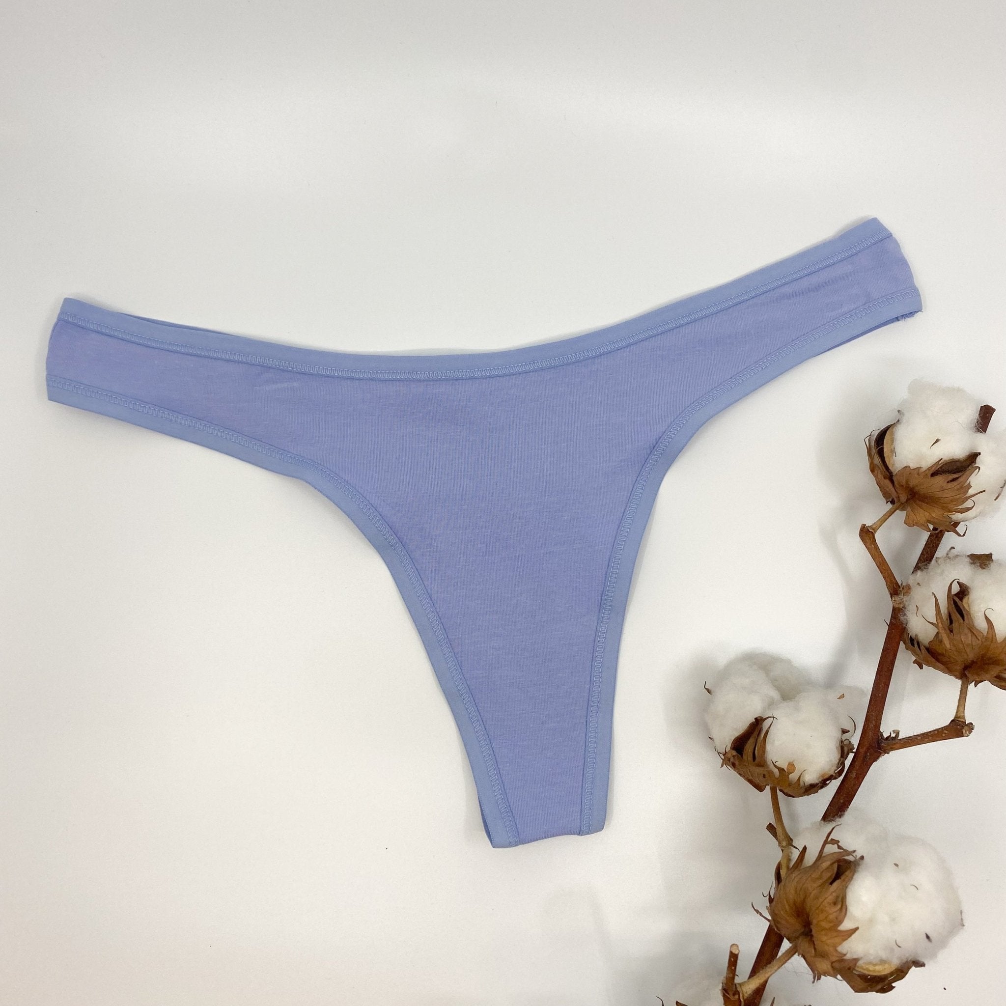 Women's organic cotton thong in light blue - Y.O.U underwear