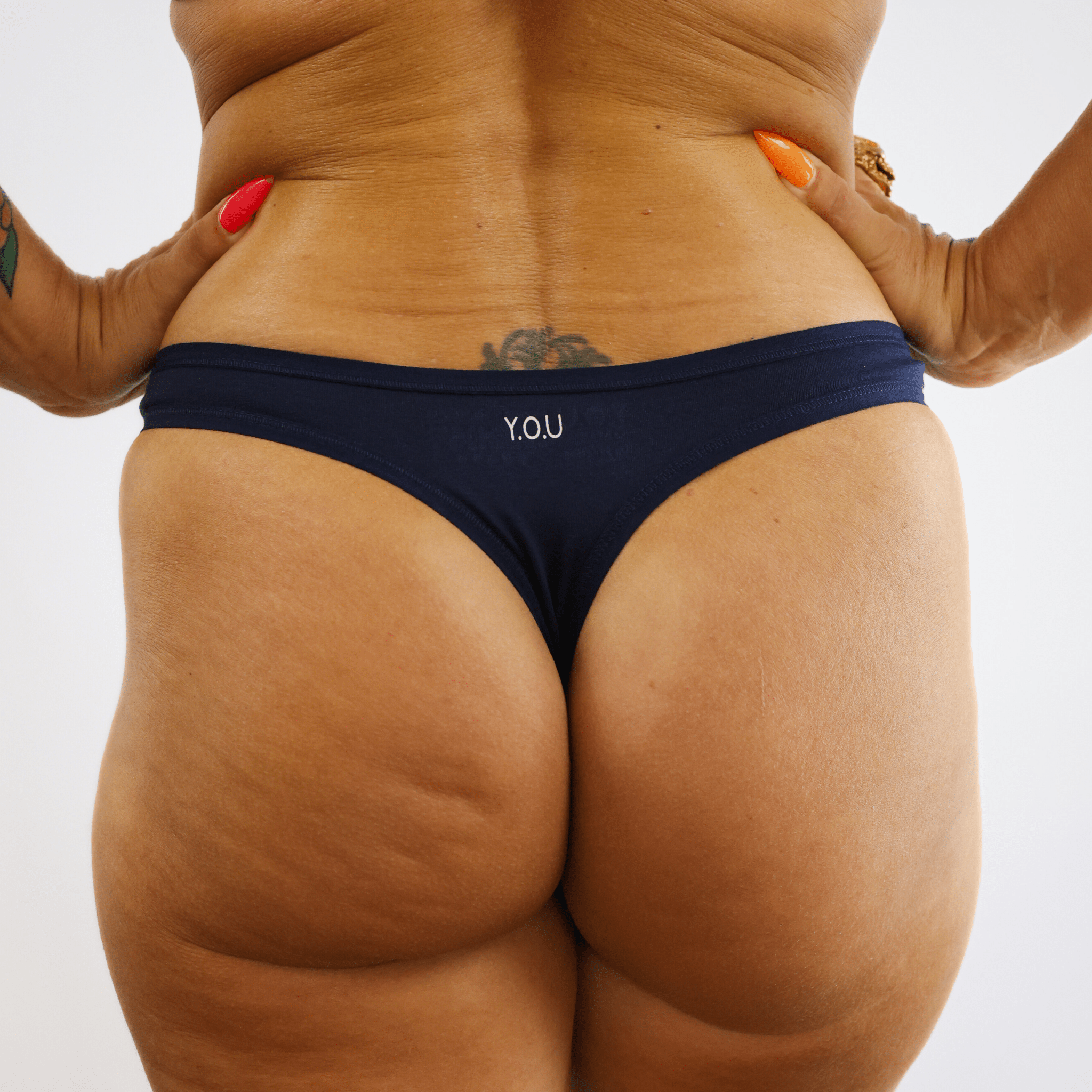Women's organic cotton thong in navy blue - Y.O.U underwear