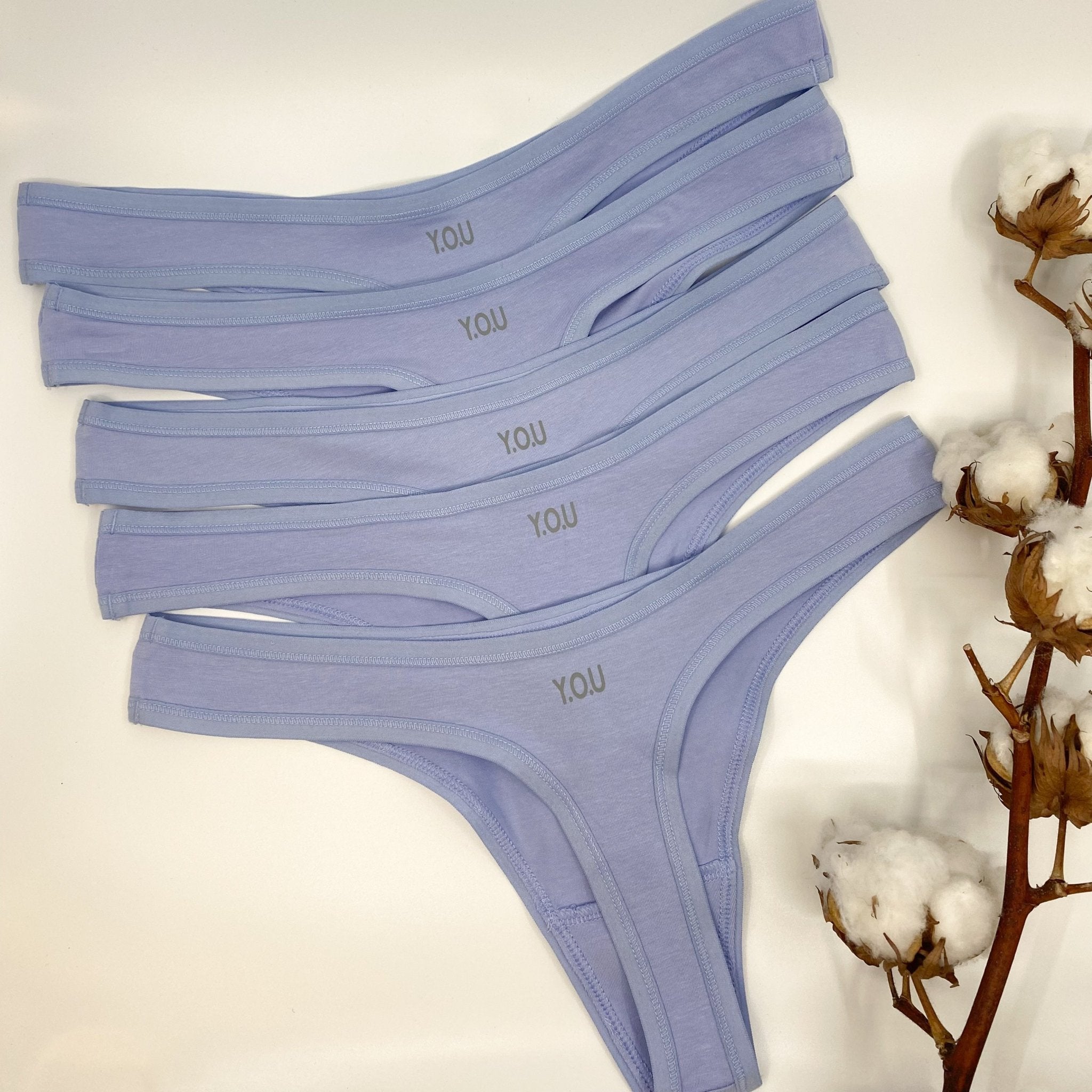 Women's organic cotton thong - pack of 5 - Y.O.U underwear