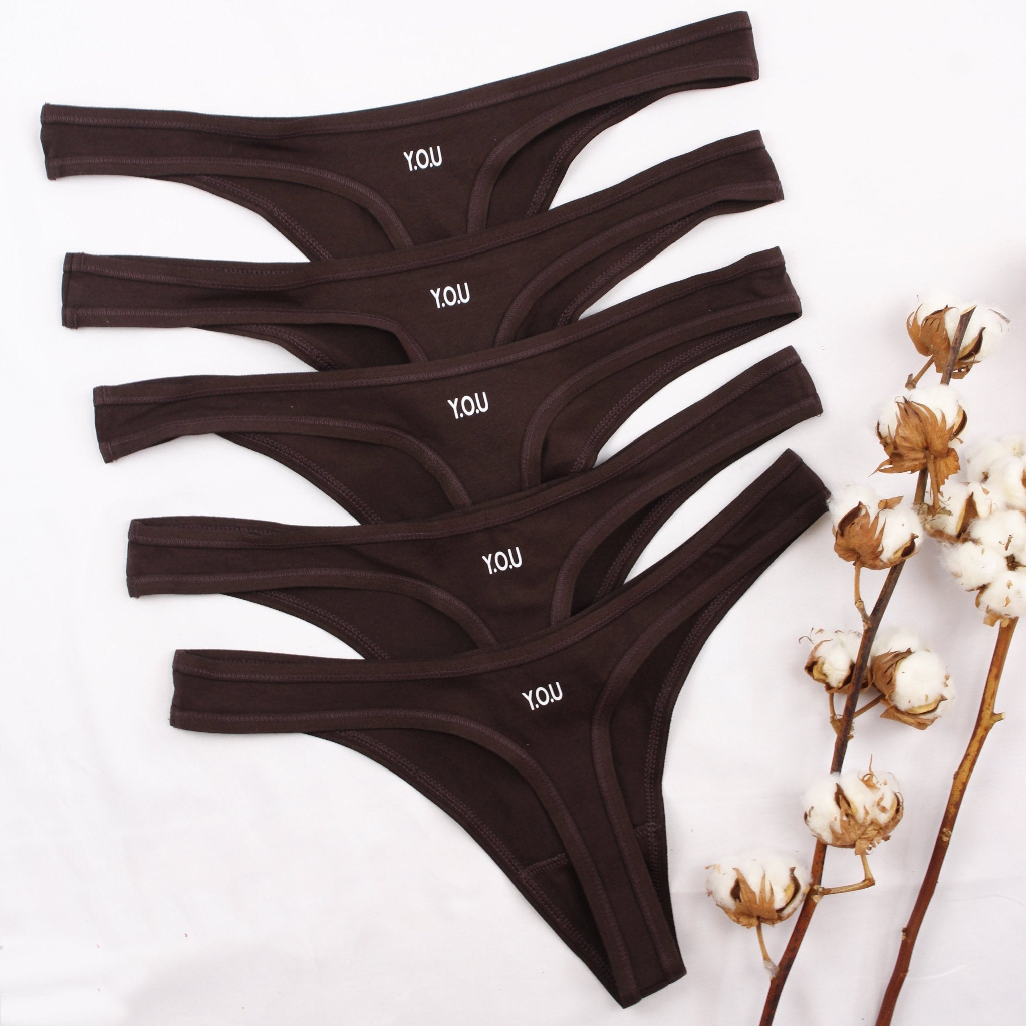 Women's organic cotton thong - pack of 5 - Y.O.U underwear