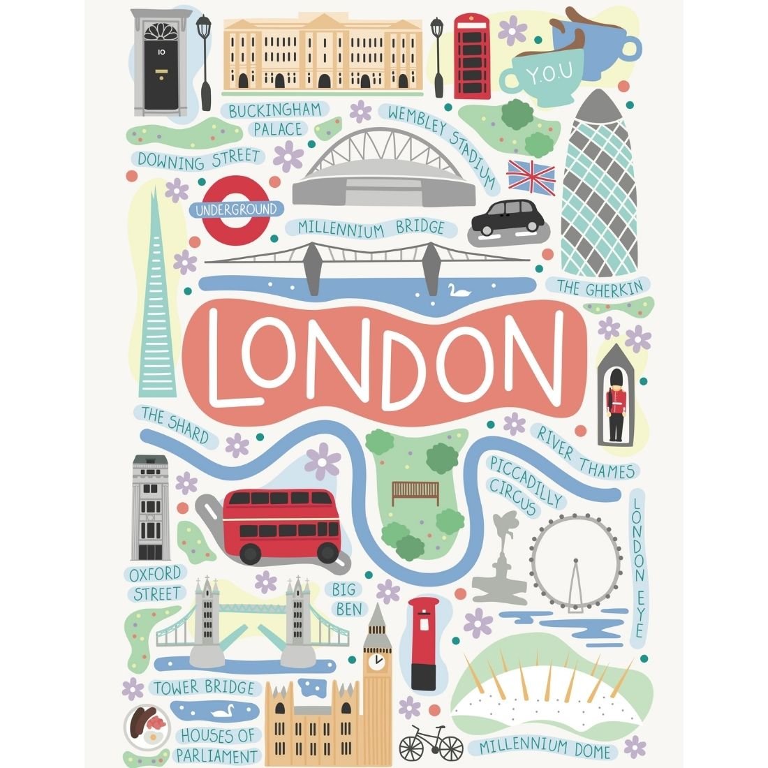 Y.O.U London Landmarks Organic Cotton Tea Towel - Y.O.U underwear