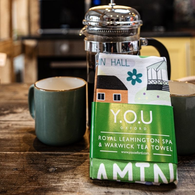 Y.O.U Royal Leamington Spa & Warwick Landmarks Organic Cotton Tea Towel - Y.O.U underwear