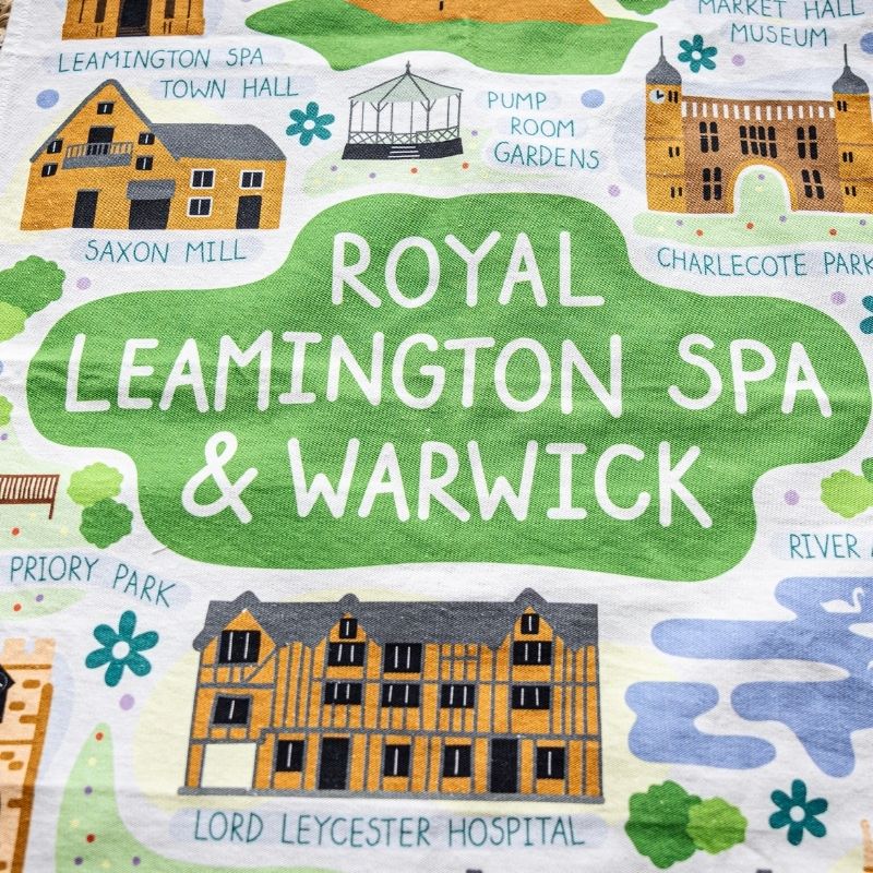 Y.O.U Royal Leamington Spa & Warwick Landmarks Organic Cotton Tea Towel - Y.O.U underwear