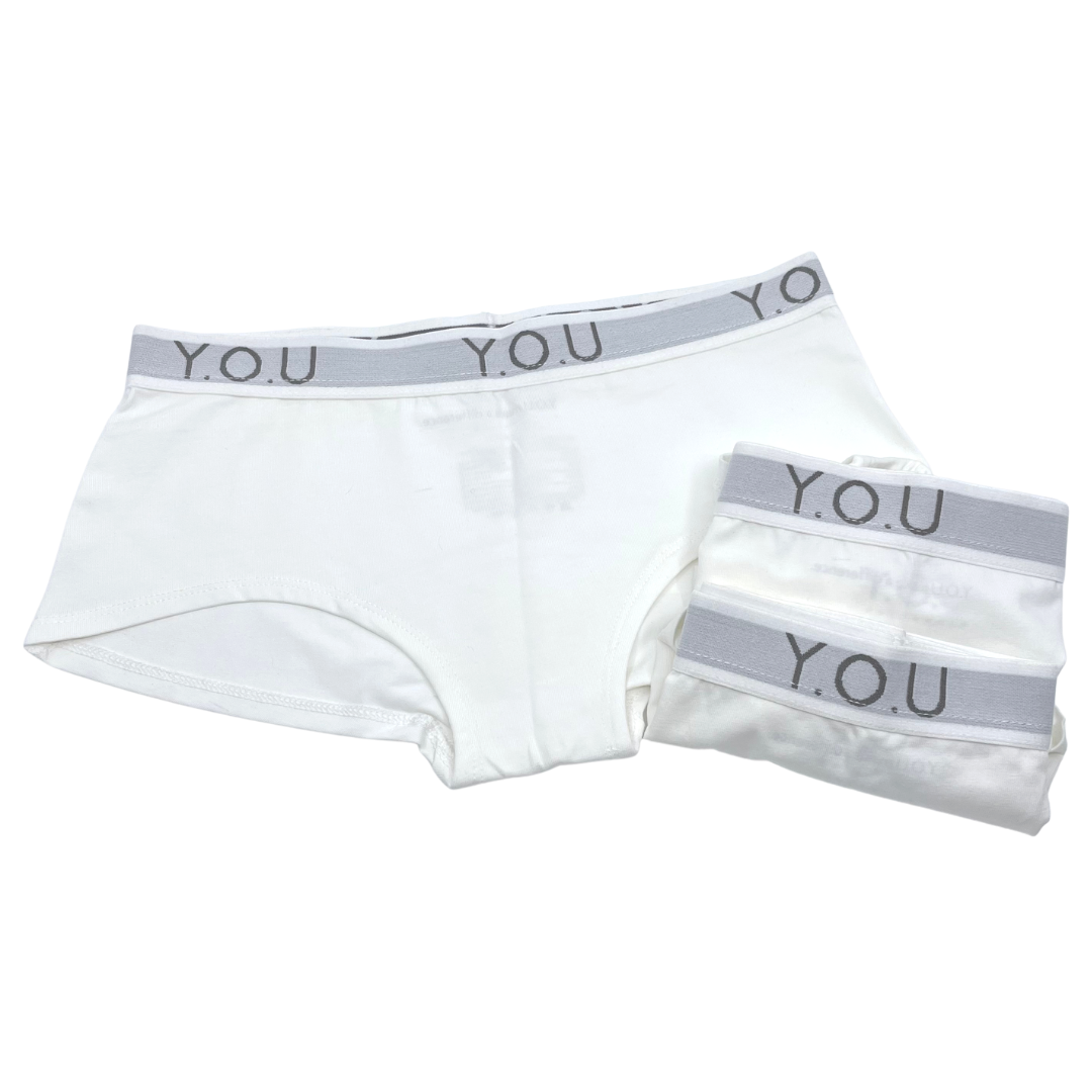 White Branded Boy Shorts  Pack of 3