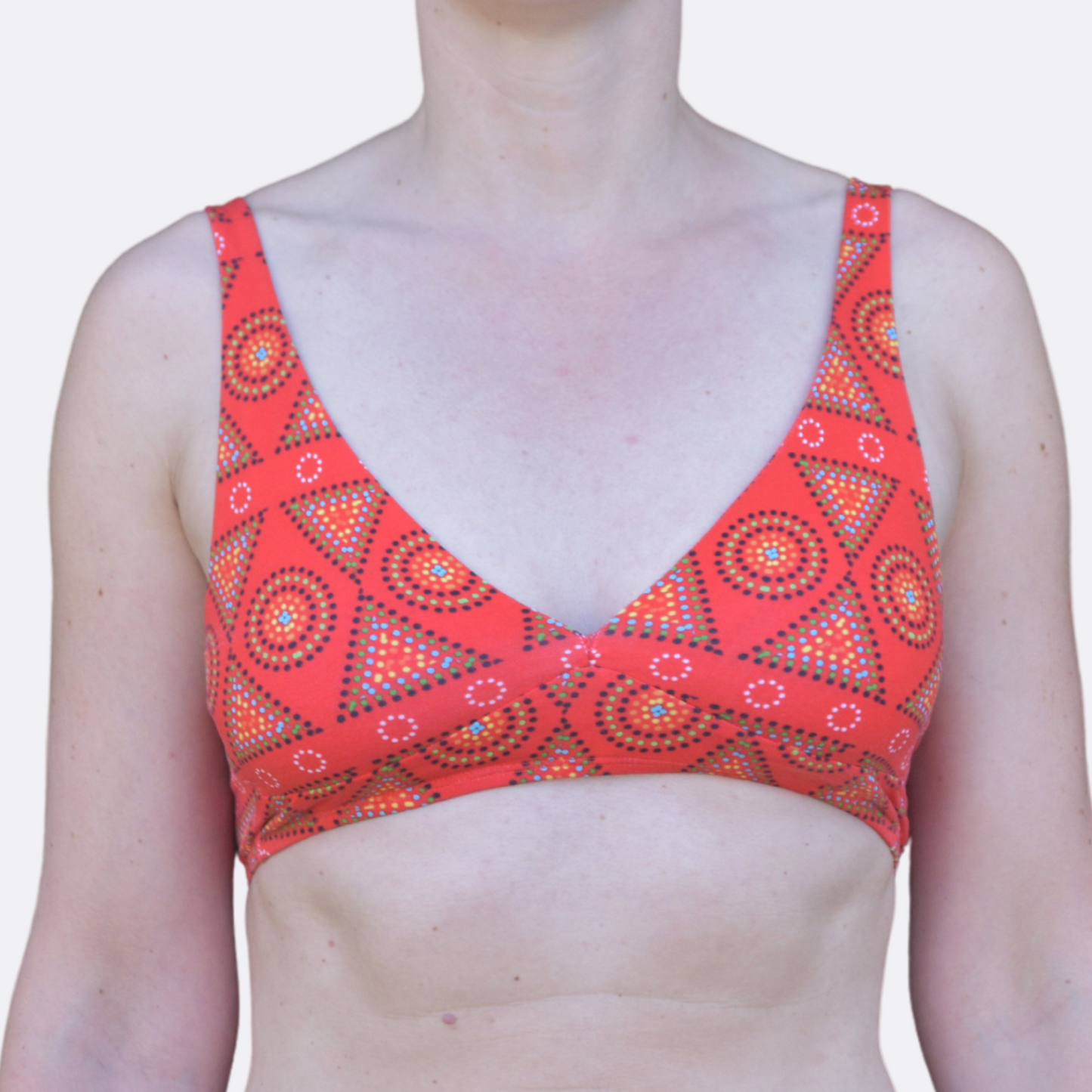 Women's organic cotton bralette - Red Mara design