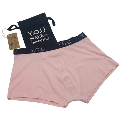 Men's organic cotton hipster trunks in light pink