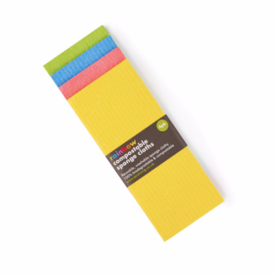 Rainbow Compostable Sponge Cleaning Cloths - Pack of 4