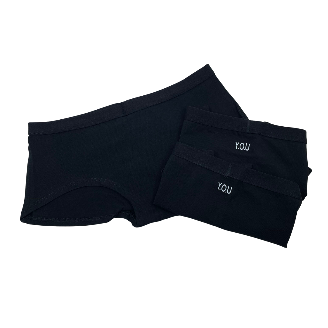 Black Boy Shorts on a white background Pack of 3