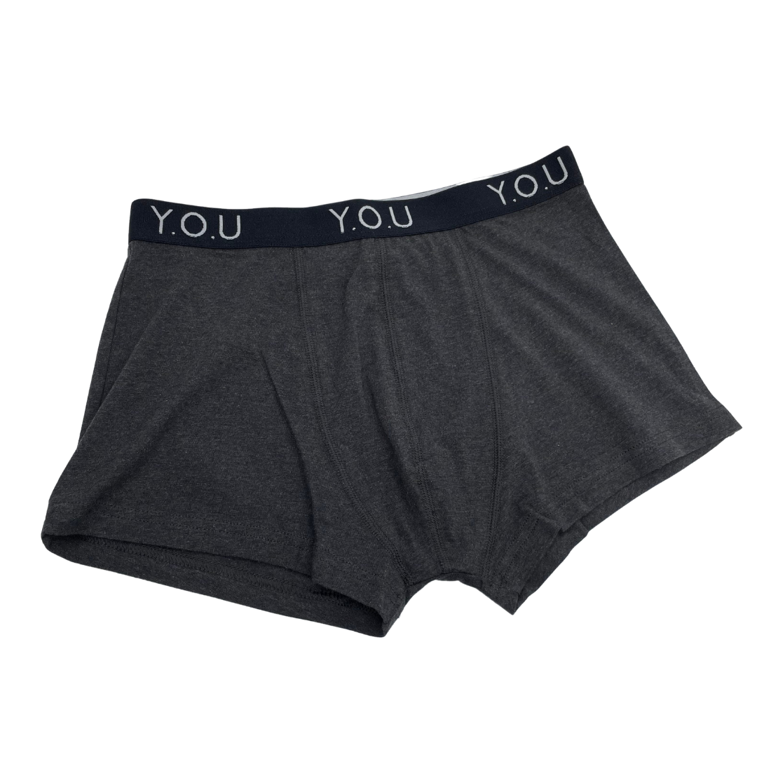 Men's organic cotton hipster trunks in charcoal grey
