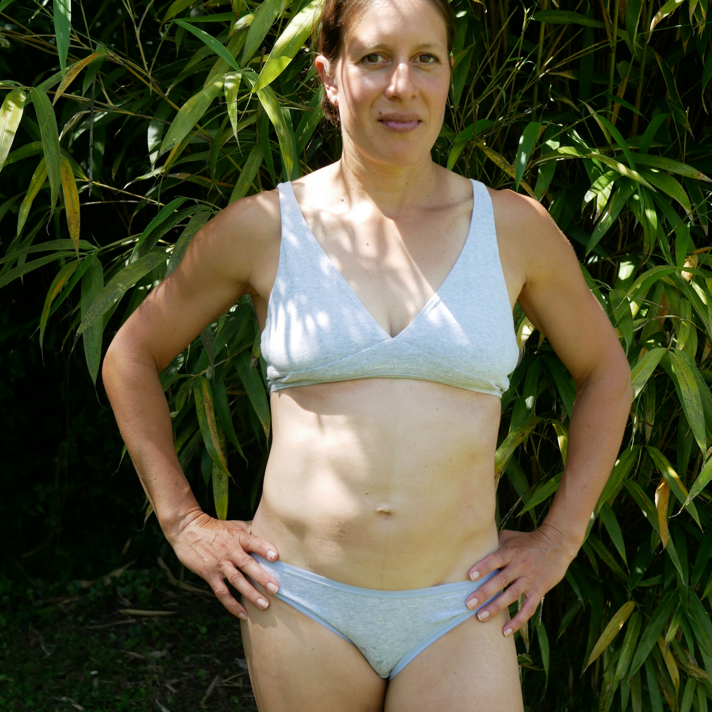 Women's grey bralette and bikini set - front view