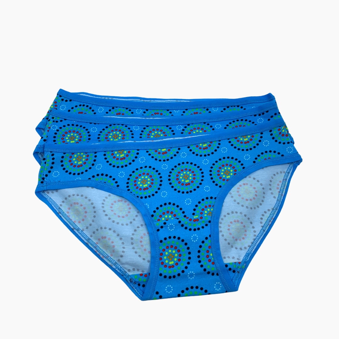 Women's organic cotton low-rise bikini bottoms - Mara design - Pack of 3