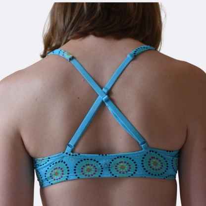 Women's organic cotton bralette - Blue Mara design