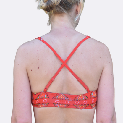 Women's organic cotton matching bralette and bikini set - Red Mara design