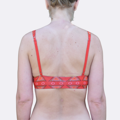 Women's organic cotton bralette - Red Mara design