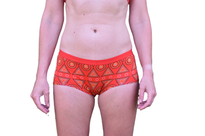 Women's organic cotton boy shorts - Red Mara design