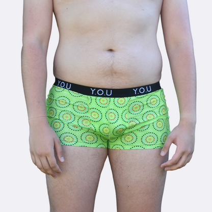 Men's organic cotton hipster trunks - Green Mara design