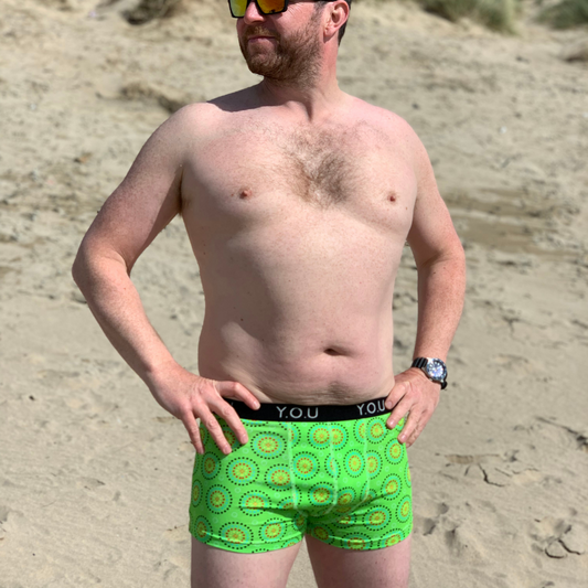 Men's organic cotton hipster trunks - Green Mara design