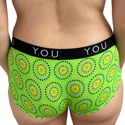 Women’s organic cotton boy shorts with Y.O.U elastic - Mara design - Pack of 3