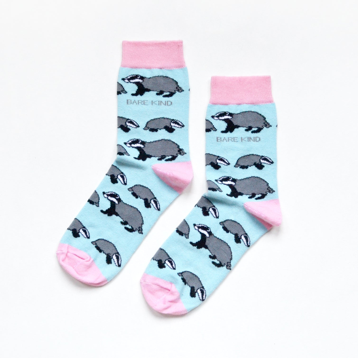 Bare Kind Bamboo Socks - Save the Badgers (blue & pink)