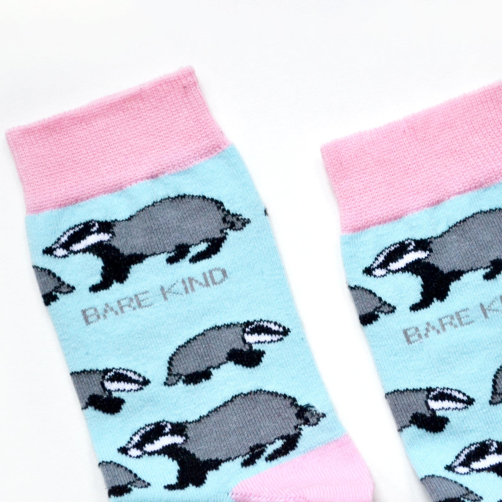 Bare Kind Bamboo Socks - Save the Badgers (blue & pink)