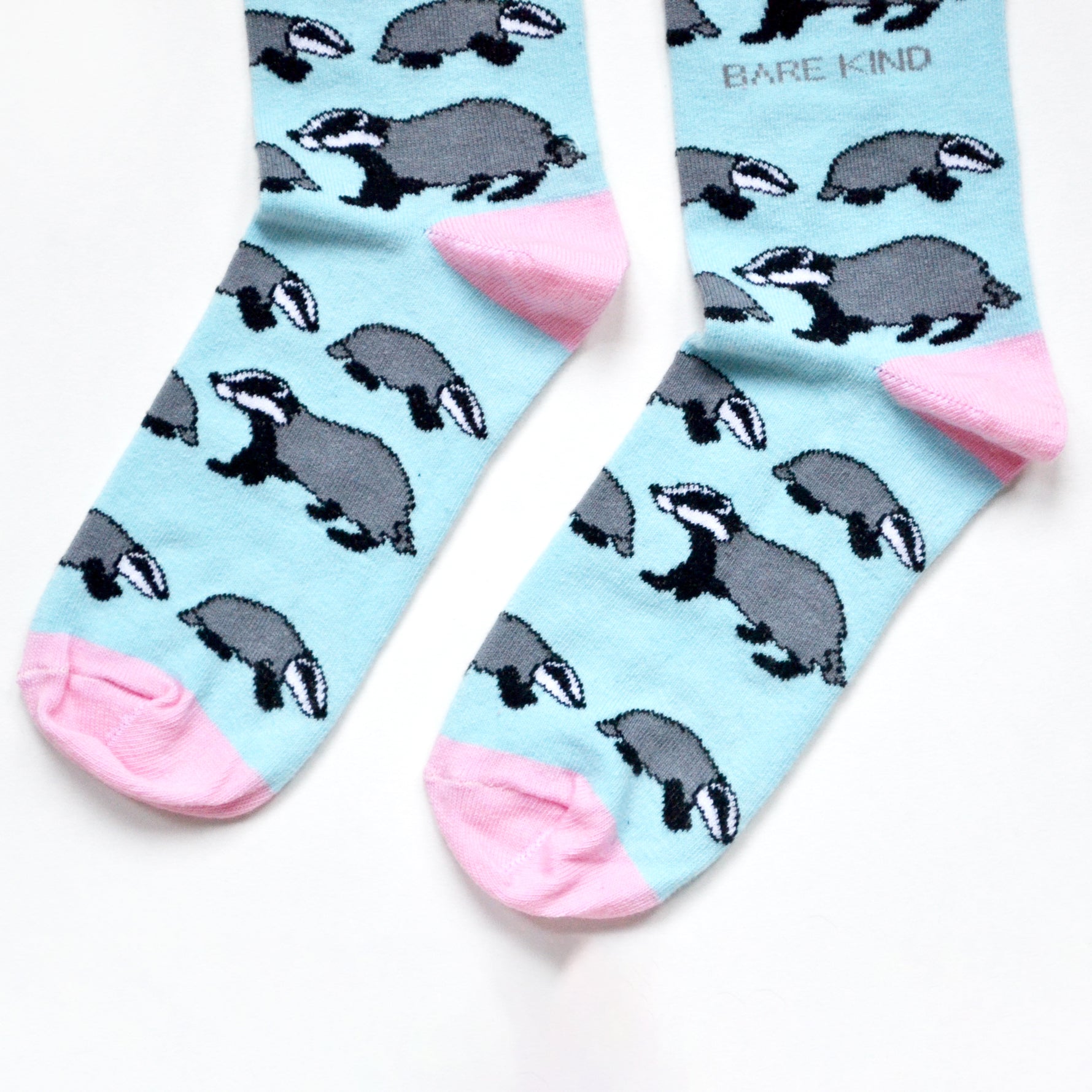 Bare Kind Bamboo Socks - Save the Badgers (blue & pink)