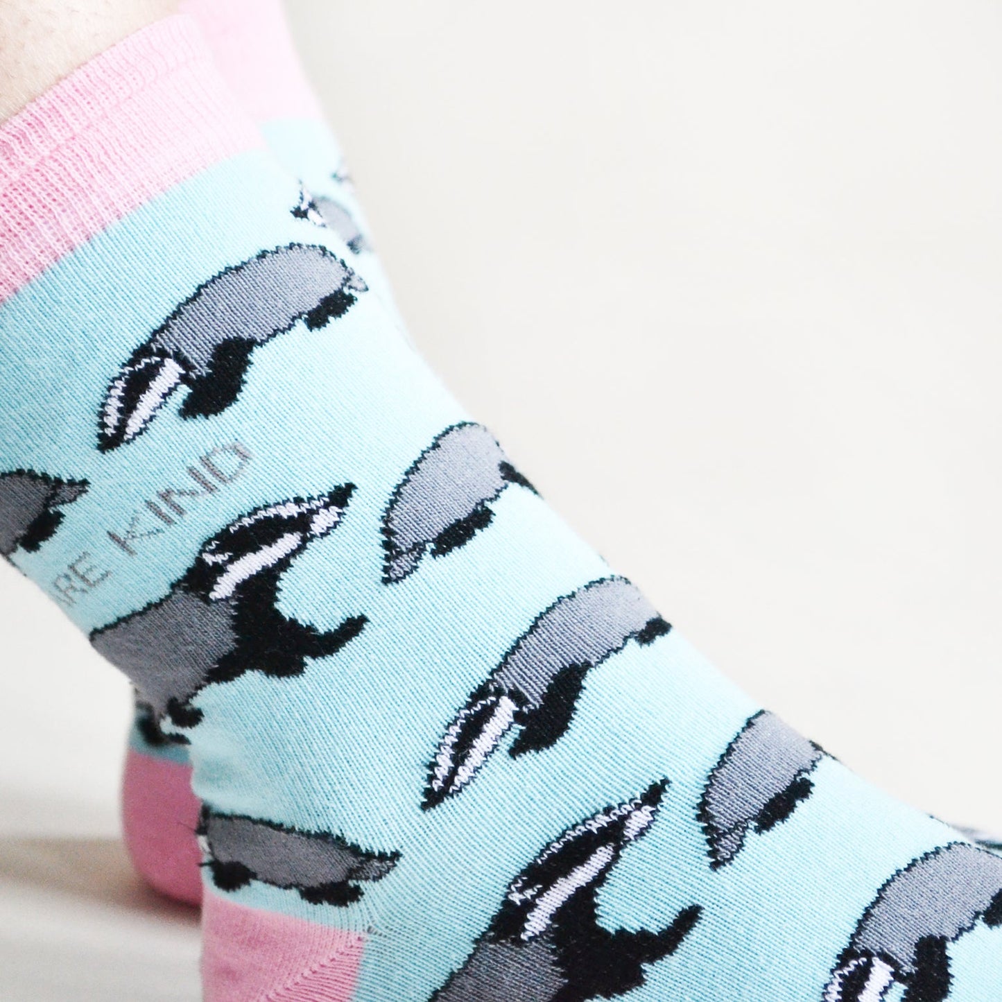 Bare Kind Bamboo Socks - Save the Badgers (blue & pink)