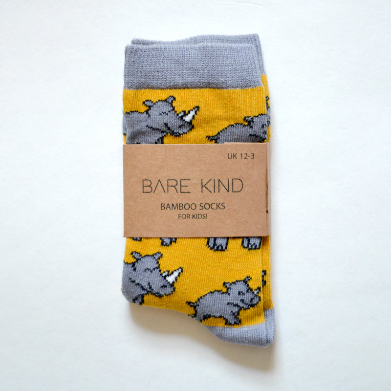 Bare Kind Bamboo Children's Socks - Save the Rhinos