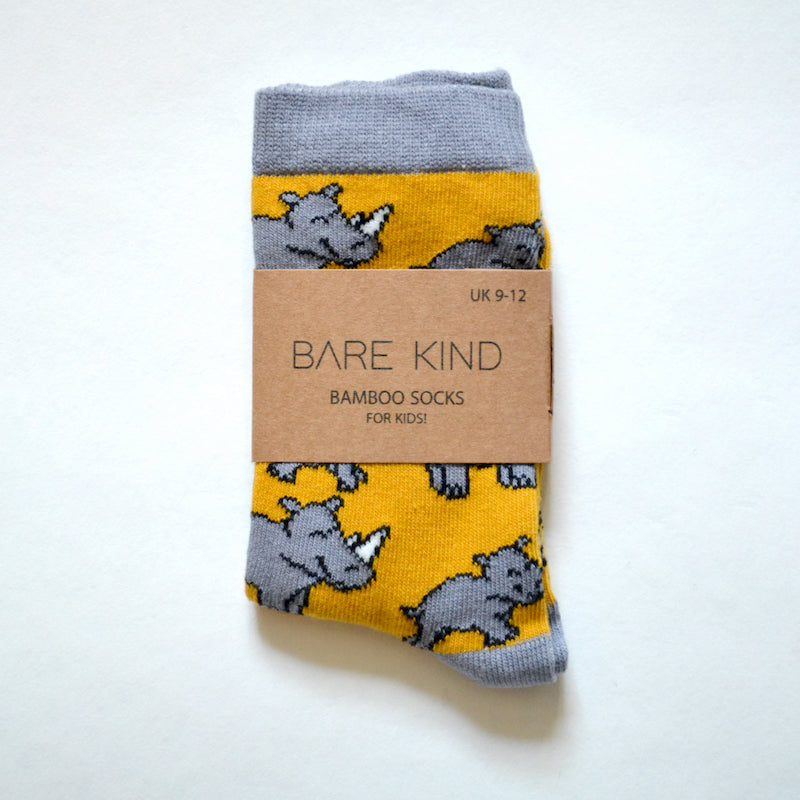 Bare Kind Bamboo Children's Socks - Save the Rhinos