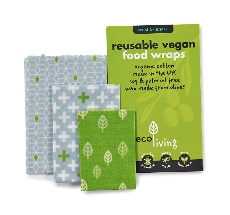 Reusable Vegan and Organic Cotton Food Wraps - Set of 3