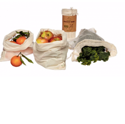 Organic Cotton Produce Bags & Bread Bag - Pack of 3
