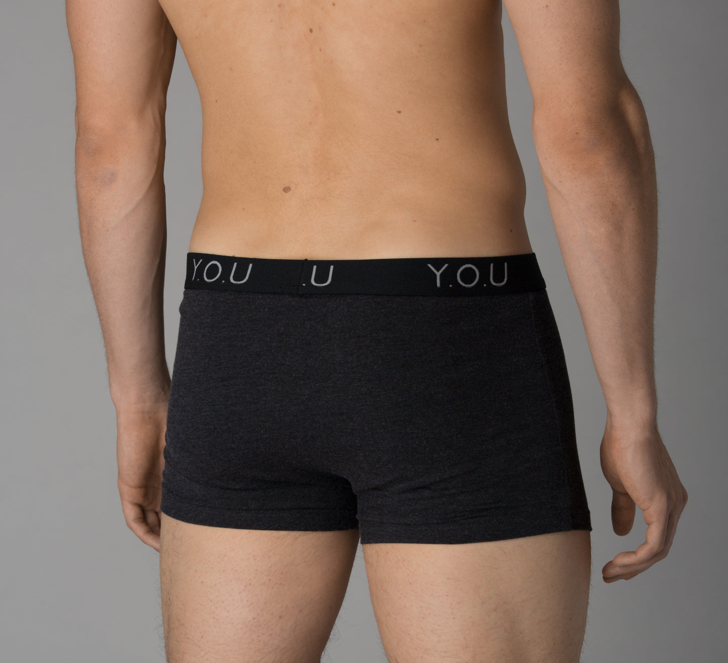 Men's charcoal grey trunks - back view