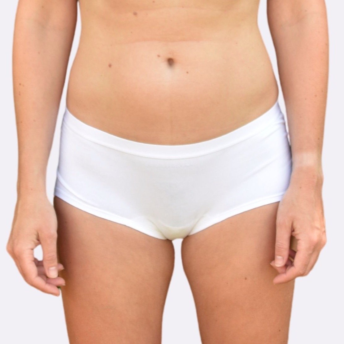 White Boy Shorts on a white background - Model Image - Front View