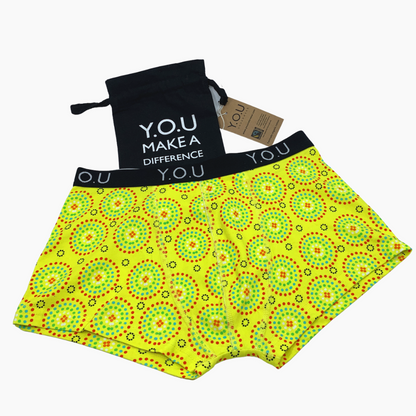 Men's organic cotton hipster trunks - Yellow Mara design