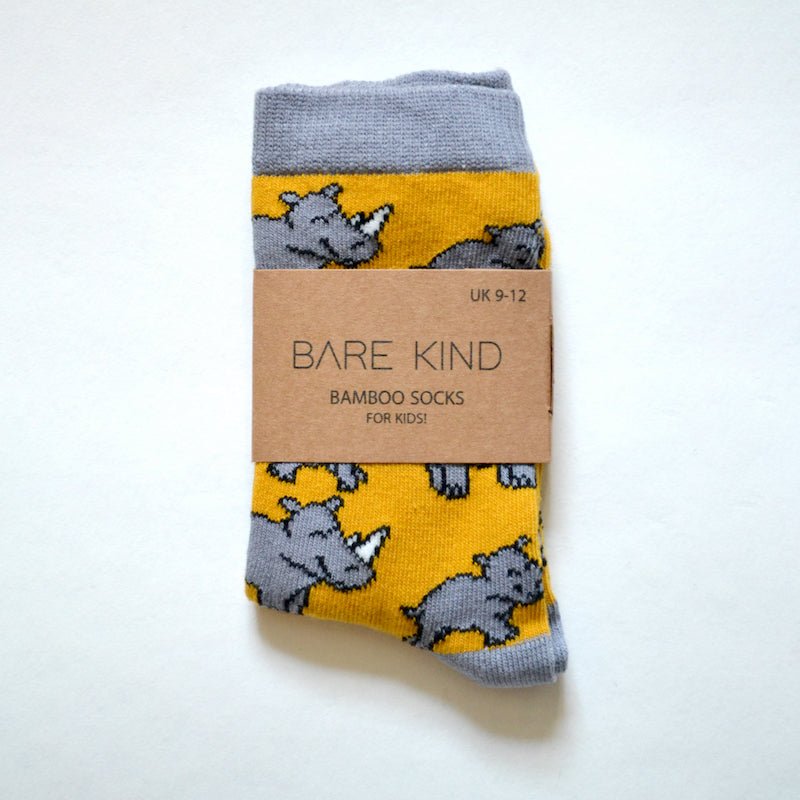 Bare Kind Bamboo Children's Socks - Save the Rhinos - Y.O.U underwear