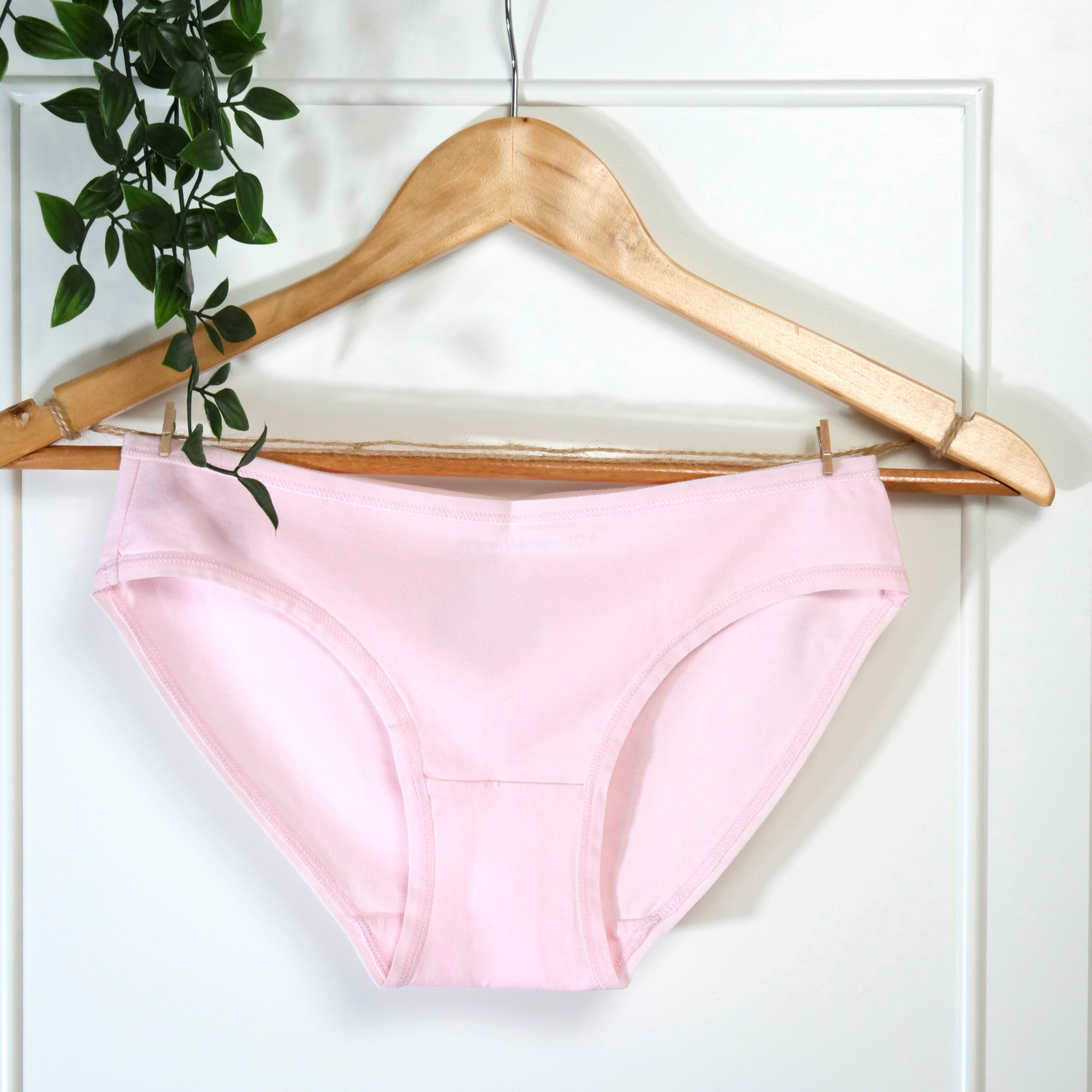 Women's organic cotton low-rise bikini bottoms in light pink