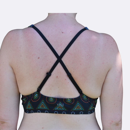 Women's organic cotton matching bralette and bikini set - Black Mara design