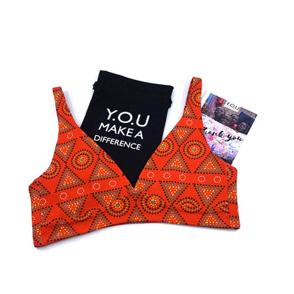 Women's organic cotton bralette - Red Mara design