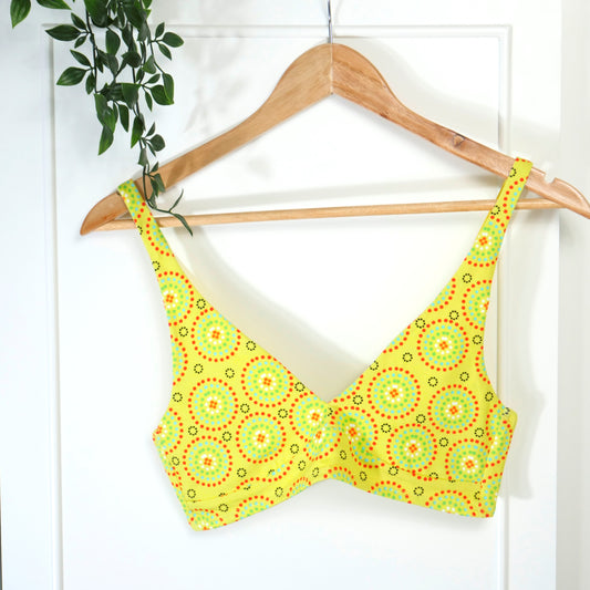 Women's organic cotton bralette - Yellow Mara design
