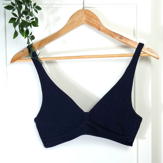 Women's organic cotton bralette in navy blue
