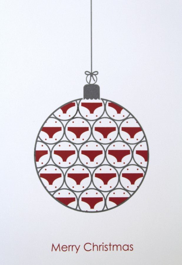Christmas cards - red bauble design - pack of 10.