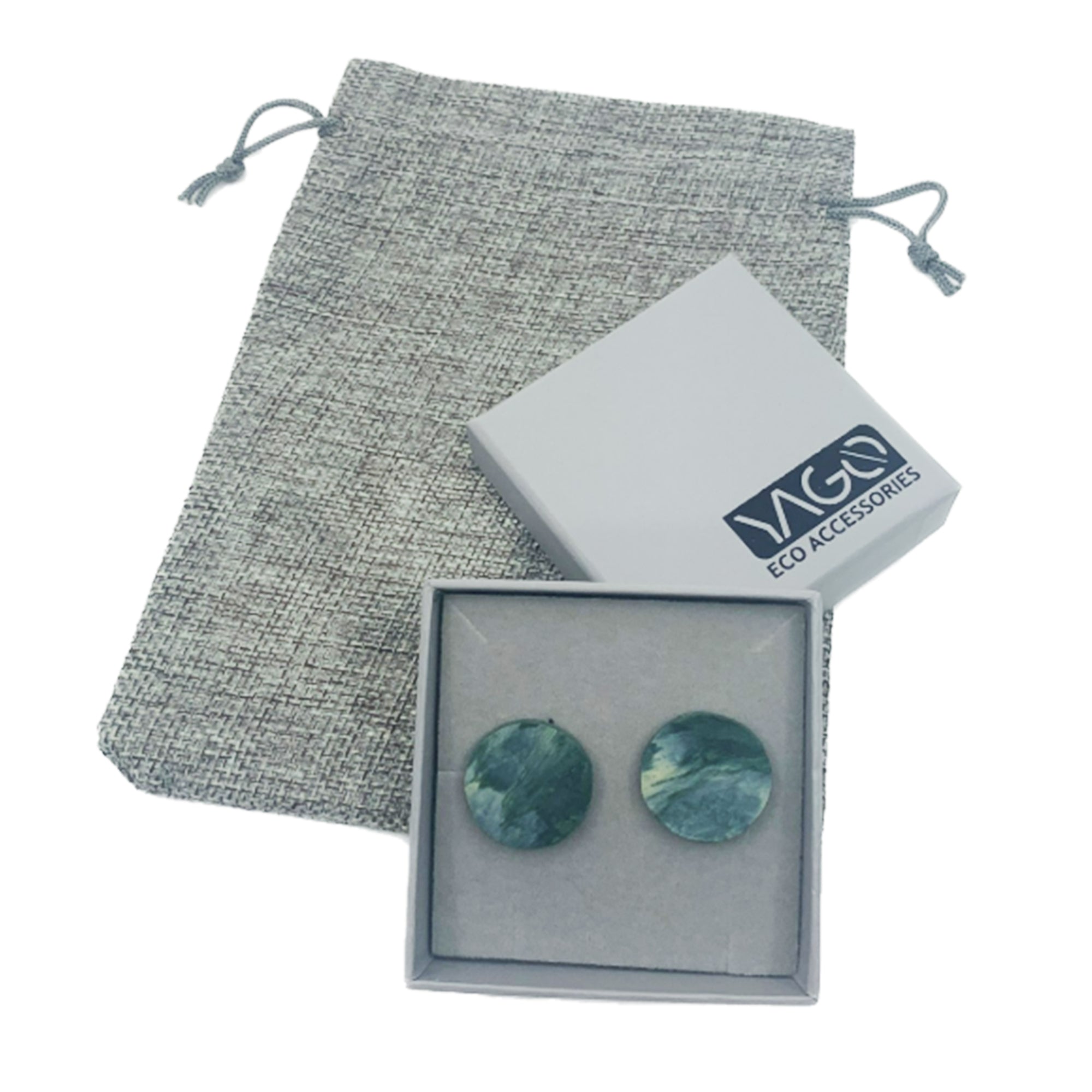 Recycled Plastic Earrings in Green and Cream - Yago Eco Jewellery