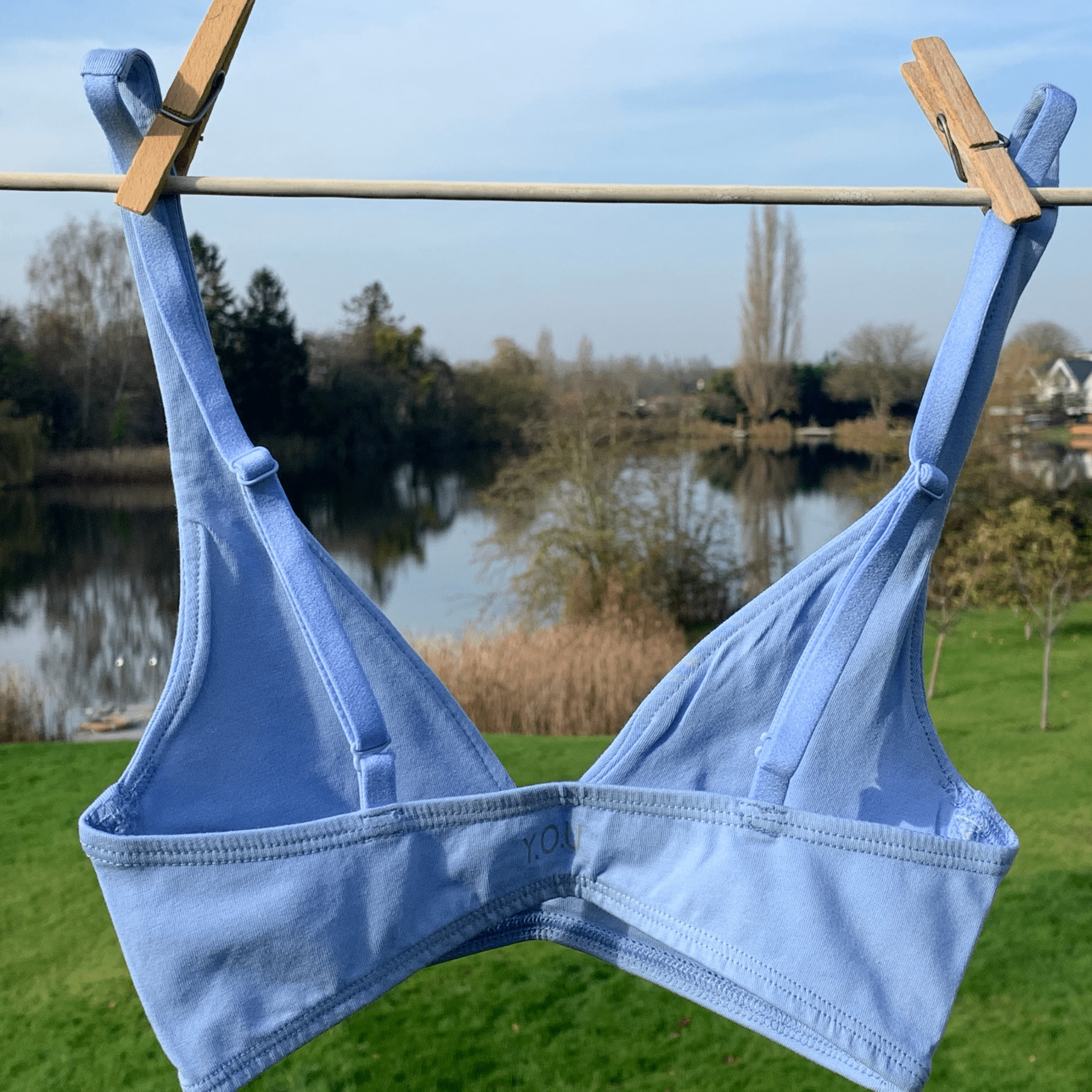 Girls' organic cotton bralette - light blue - Y.O.U underwear